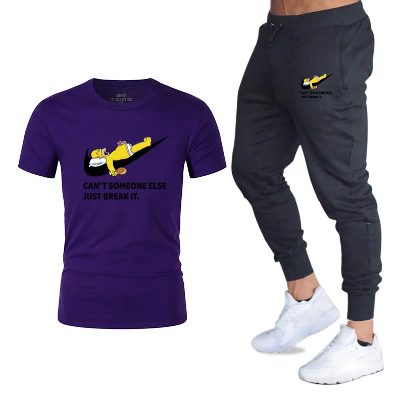 Summer Hot Men's Sets New Simpson print T Shirts+pants Two Pieces Sets Casual Tracksuit Male Casual Tshirt Gyms Fitness trousers Summer Hot Men's Sets New Simpson print T Shirts+pants Two Pieces Sets Casual Tracksuit Male Casual Tshirt Gyms Fitness trousers