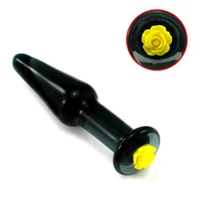 Black Crystal Glass Anal Plug with Rose G-spot Stimulator Massager Pyrex Dildo Sexy Massager Penis Beads Anal Masturbation Toy