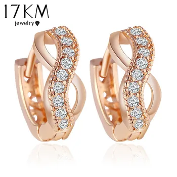 

17KM New Design gold Color Austrian crystal earrings jewelry Fashion Luxury Charm Infinity Statement earring for women