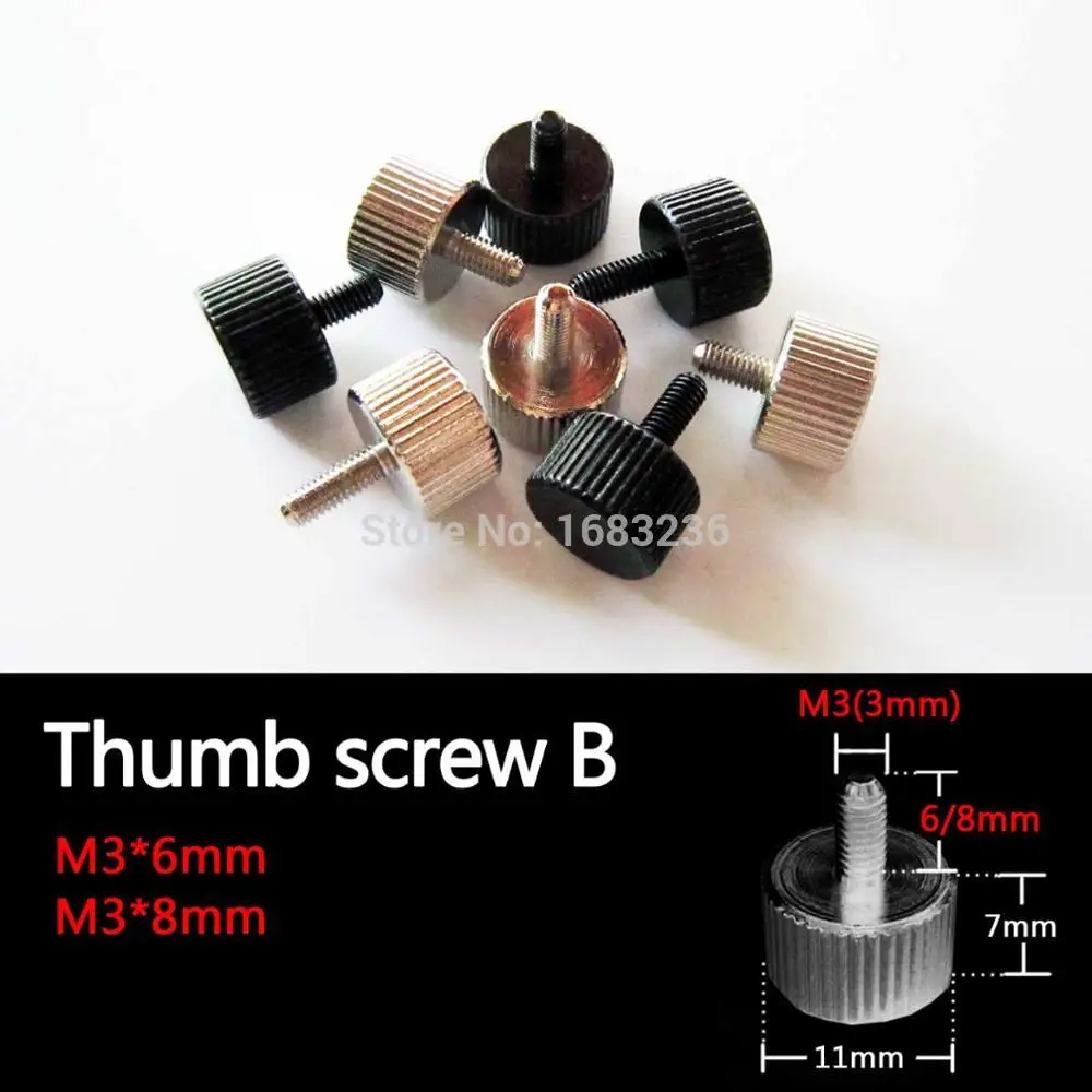 5/10 шт. винт с накатанной головкой Болт M3x6/8mm компьютера ПК чехол с круглой головкой крышка Питание PCI слотов для карт DIY безинструментальный черный винт B