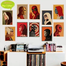 Marvel Супергерои персонаж Человек-паук Железный человек Капитан Америка Плакат кафе домашний декор живопись