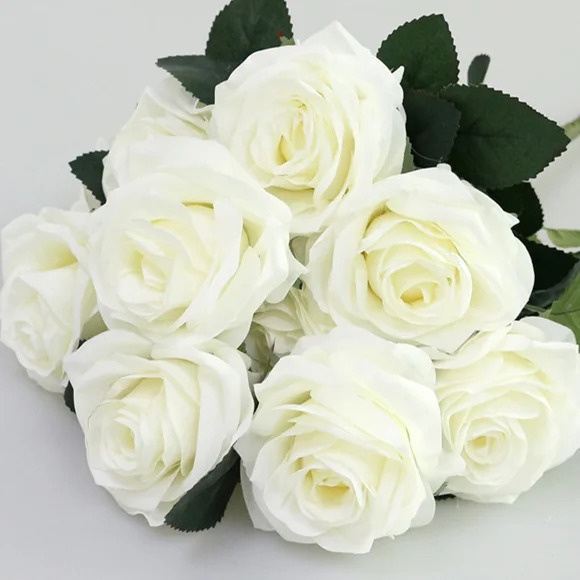 Искусственный шелк, 1 букет, французская Роза, цветочный букет, искусственный цветок, для оформления стола, Маргаритка, свадебные цветы, Декор, вечерние, аксессуары, Флорес - Цвет: White