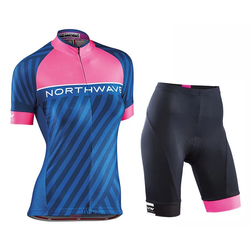 Northwave Women Summer Cycling Jersey Short Sleeve Set Breathable bib shorts Clothes Quick Dry Bike Wear Clothing - Цвет: Style-4