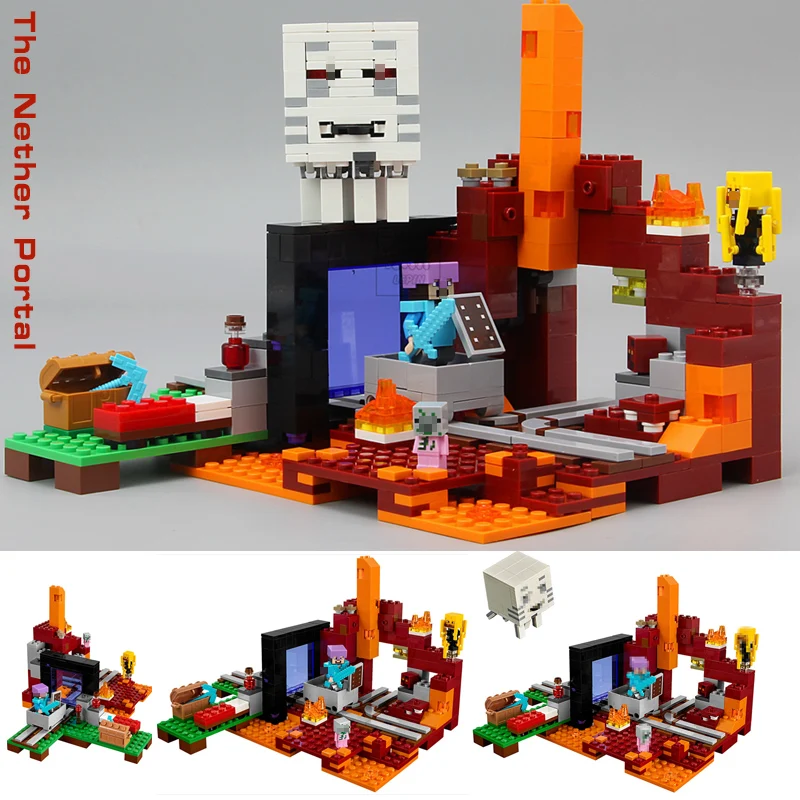 

My World Minecraft 18038 527PCS the Nether Portal Building Block Brick enlighten toy for children Birthday gift legoINGly