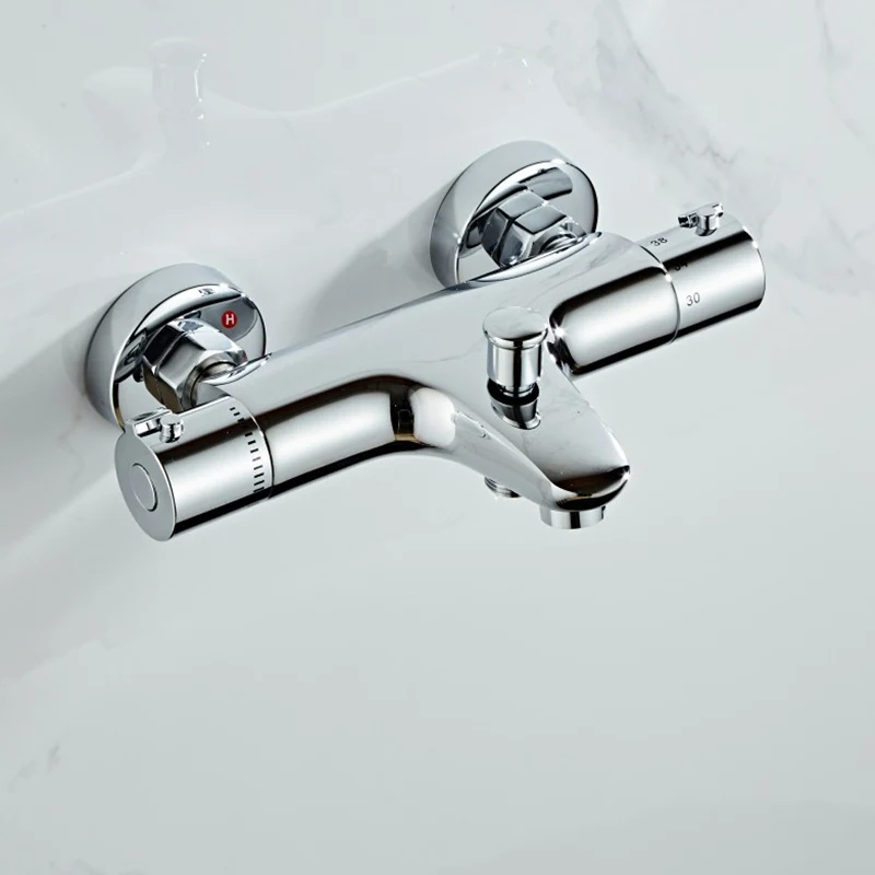

Chrome Finish Thermostatic Shower Faucets Bathroom Thermostatic Mixer Hot And Cold Bathroom Mixer Mixing Valve Bathtub Faucet