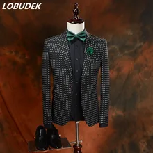 Куртка+ жилет+ Штаны) мужские Нарядные Костюмы для свадьбы Вечерние Мужская одежда ночной клуб бар этап хозяин певица звезда производительность наряд