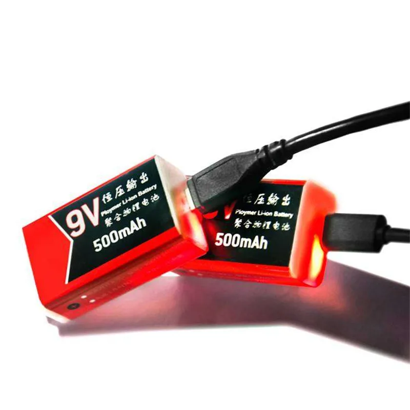 Зарядка через USB 9V 500 мА/ч литий ионный аккумулятор Батарея Перезаряжаемые 9В для