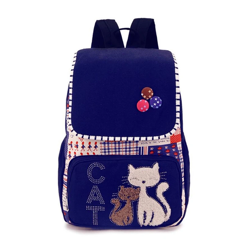 

2019 Cartoon Cat Backpack School Bags Sweet Cute Cat Rucksack Schoolbag For Kids Gift canvas Shoulder Bag School backpack F288