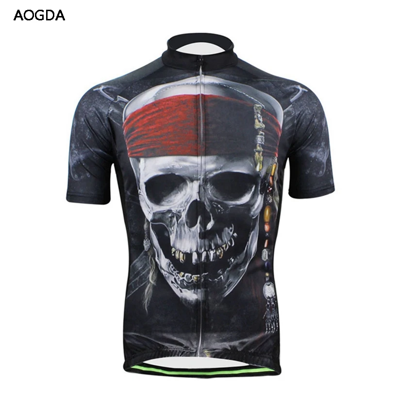

Aogda Brand Men Priate Skull Sports clothing Team Bike Cycling jersey top/short sleeve Top Mountain Riding summer Style Wear