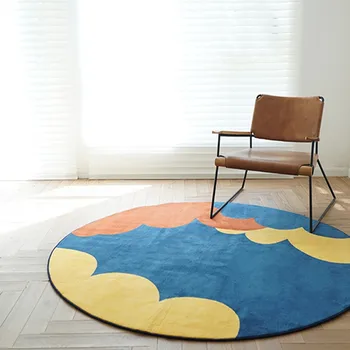 

Nordic style cute clouds living room carpet, soft round shaped children playing ground mat, decoration bedside rug