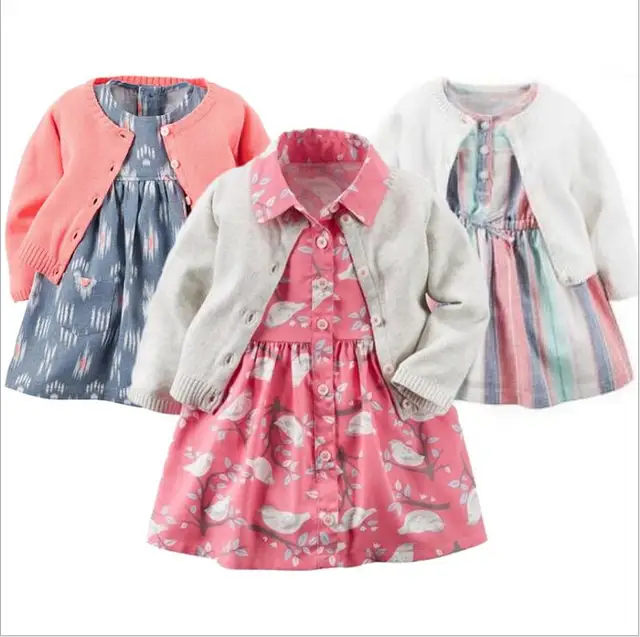 Newborn Baby Girl Dress 2pcs Sets Floral Dresses Long Sleeve Knitted