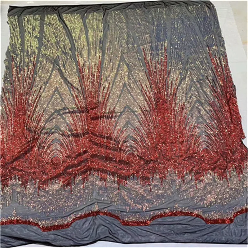 

red african lace fabric 2019 high quality lace mesh fabric Embroidered Sequins nigerian swiss lace fabric