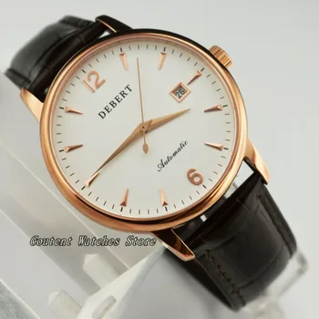 

40mm Debert Date White Dial Rose Gold Sapphire Glass Automatic Men's Watch