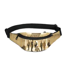 Женская Беговая поясная сумка крутая Корейская группа ATEEZ письмо 3D печать хип-ремень поясная сумка для наушников кабель отверстие Грудь сумка для девочек