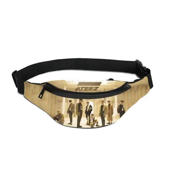 

Women Running Waist Bag Cool Korea Group ATEEZ Letter 3D Printing Hip Belt Fanny Pack Pouch Headphone Cable Hole Chest Bag Girls