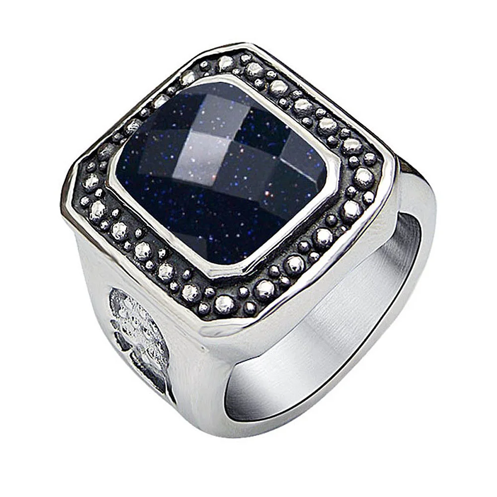 Fashion jewelry titanium steel ring, Retro blue sand titanium ring