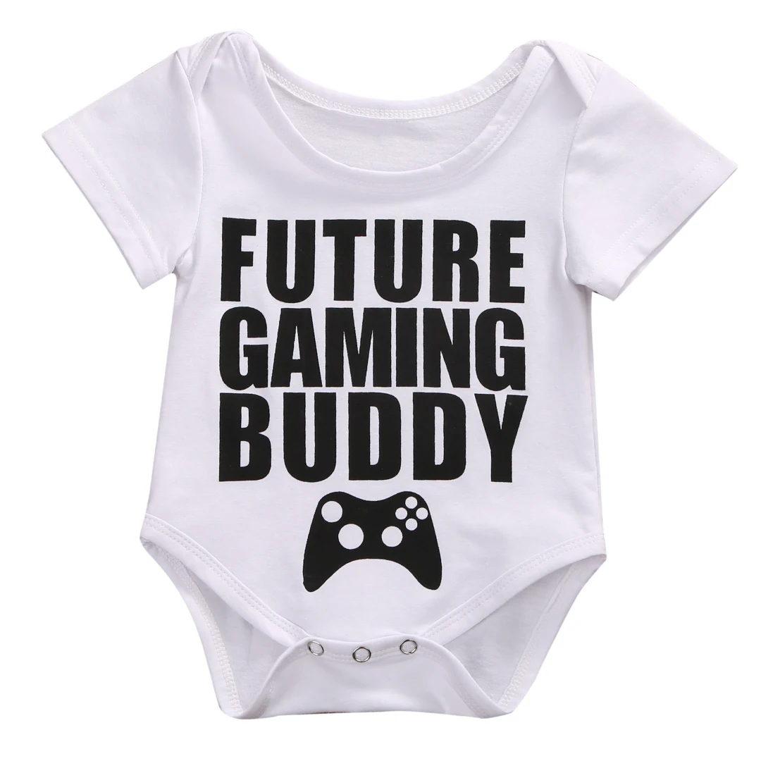 2017 летний игровой боди с надписью Buddy для новорожденных комбинезон маленьких