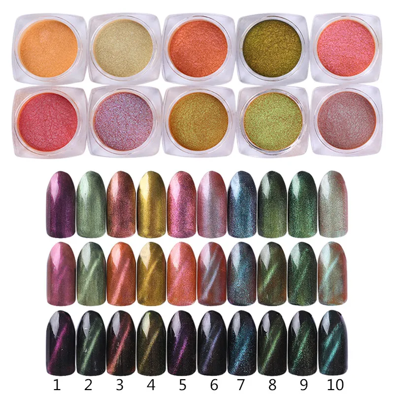 3D القط العين بودرة لامعة للأظافر المغناطيسي الساطع مرآة تأثير الصباغ مسمار الفن زينة البولندية هلام الغبار