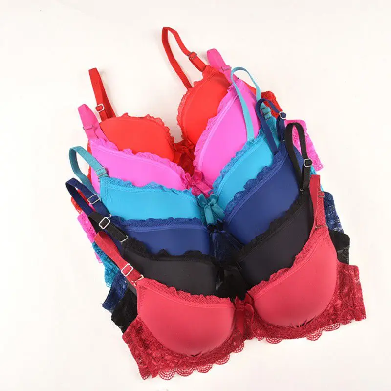 Lady Lace Black Push Up Bra Set Top B C Cups sujetador encaje Underwear 5 Colors Women Lingerie Sexy Panties And Bra Sets