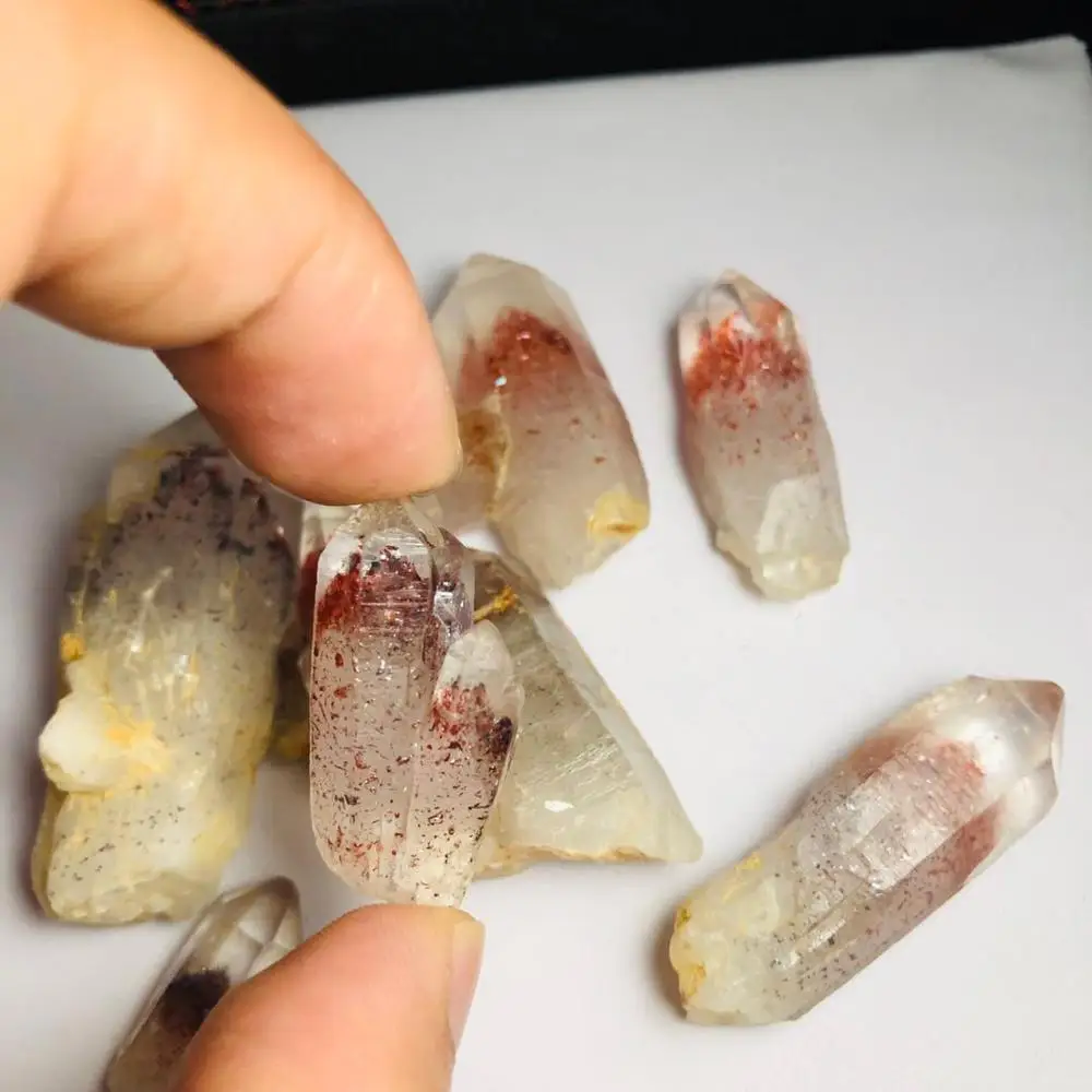 

Natural Random Raw Blood Phantom Quartz Strawberry Crystal Rough Stone Specimen Gift For Women Collection Natural Stone