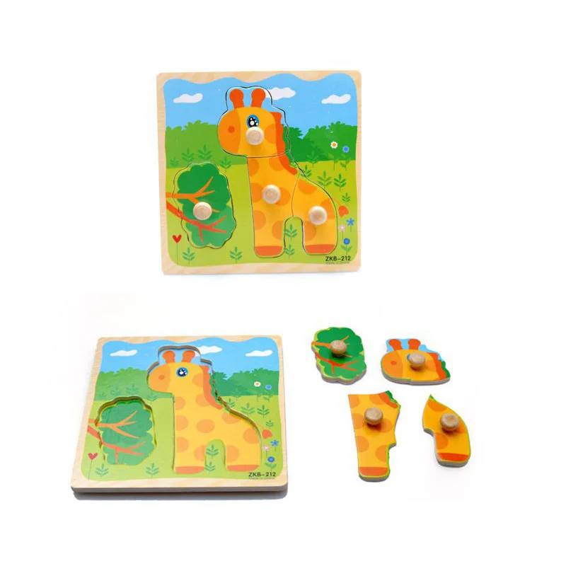 cartoon animal baby jigsaw Board wood puzzles 2-5 years old child wooden Kids toys puzzle Educational Learning toys Танграм игрушки развивающие W102