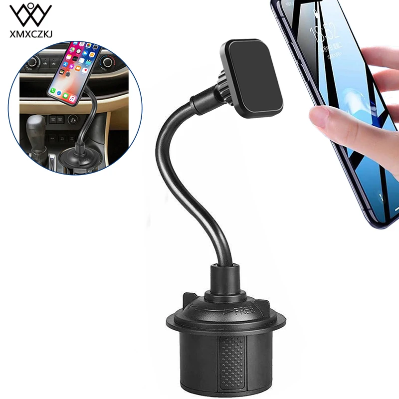 XMXCZKJ Magnetic Car Phone Holder Cell Phone Stand For iPhone Samsung Xiaomi Gooseneck Car Cup Holder Magnetic Cradle Mount
