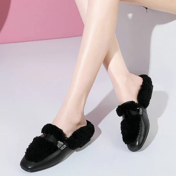 

EshtonShero Shoes Woman Ankle Snow Boots Fur Low Heels Winter Keep Warm Pointed Toe Fashion Ladies Casual Snow Boots Size 3-12