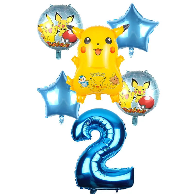 6 pieces / set of 32 inch cute Pokémon Pikachu to foil balloon children's balloon birthday party decoration globos