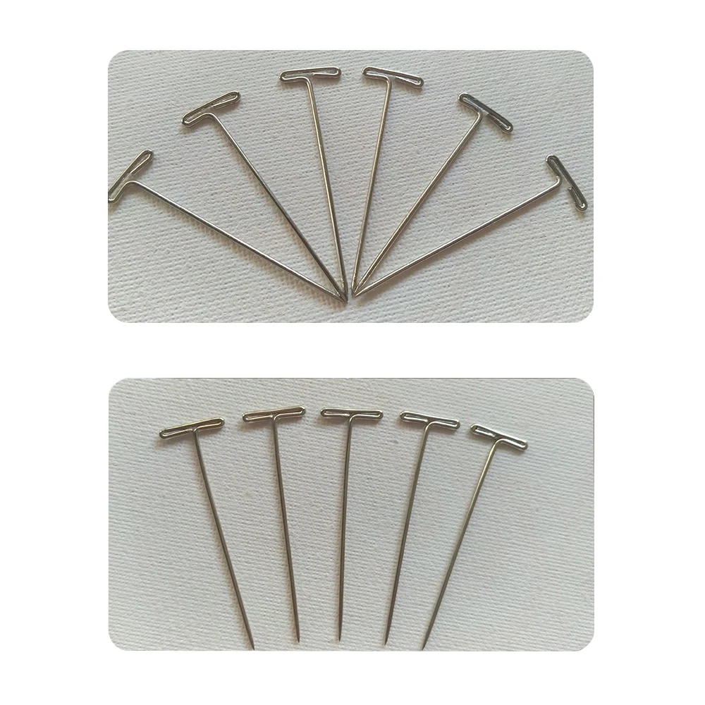 50Pcs T-Pins Needles For Blocking Knitting Modelling Crafts Quality Wig T Pins For Holing Mannequin Head Type Sewing Hair Salon