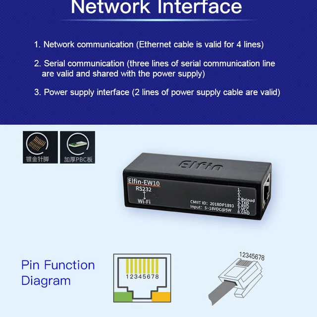 Serial Port RS232 to WiFi Device Server Module Elfin-EW10