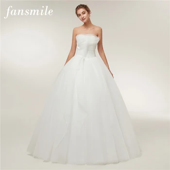 

Fansmile New Arrival Vestido De Noiva Simple Wedding Dress 2020 Custom-made Plus Size Bridal Wedding Gown FSM-408F