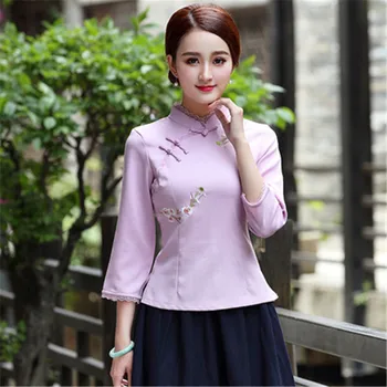 

Tshirt Women Harajuku Camisetas Mujer Brand Tee Embroidery Plus Size 3XL Elegant Stand Fashion Vintage Tops Indie Folk Ethnic