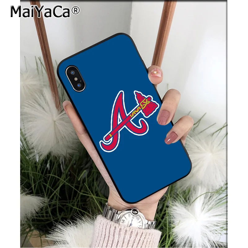 MaiYaCa подвеска Atlanta Braves черный мягкий чехол из ТПУ для телефона iPhone 6S 6plus 7 7plus 8 8Plus X Xs MAX 5 5S XR - Цвет: A7