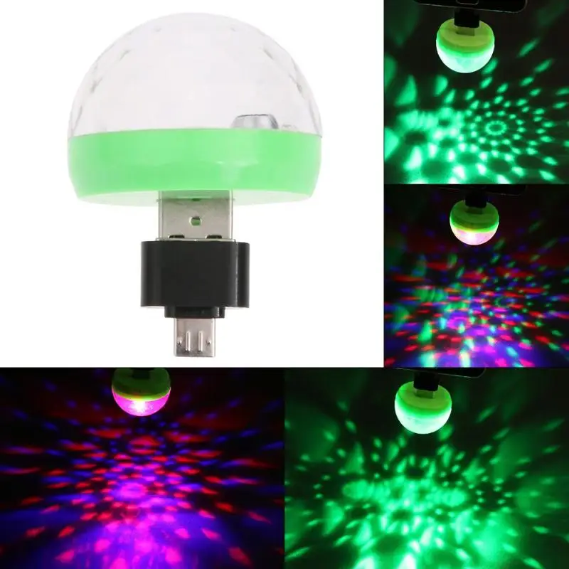 Mini-USB светодиодный Вечерние огни Портативный кристалл магический шар домашнего вечерние караоке украшения красочные сцены светодиодный