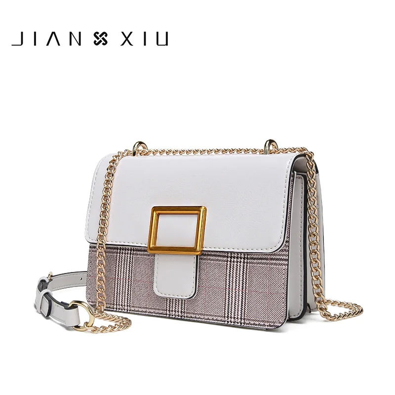 

JIANXIU Brand Women Messenger Bags PU Leather Grid Stitching Texture Shoulder Crossbody Bags 2018 New Chain Small Messenger Bag