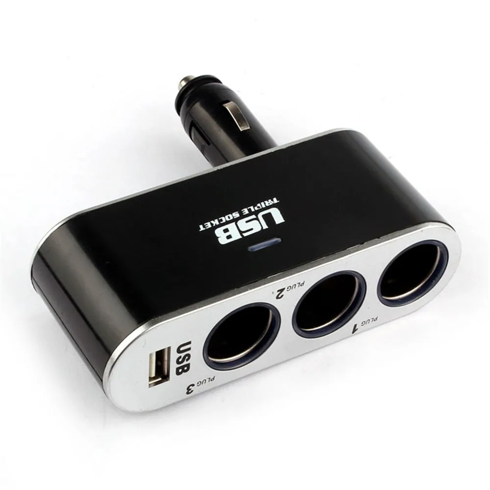 Dual Usb car charger adapter mini aux usb car socket plastic 12v outlet with usb usb2.0 1 To 3