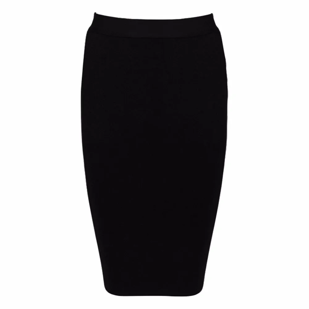 Телесный простой сплошной искусственный шелк вязаный бандаж Высокая талия Сексуальная Женская юбка-карандаш до колена