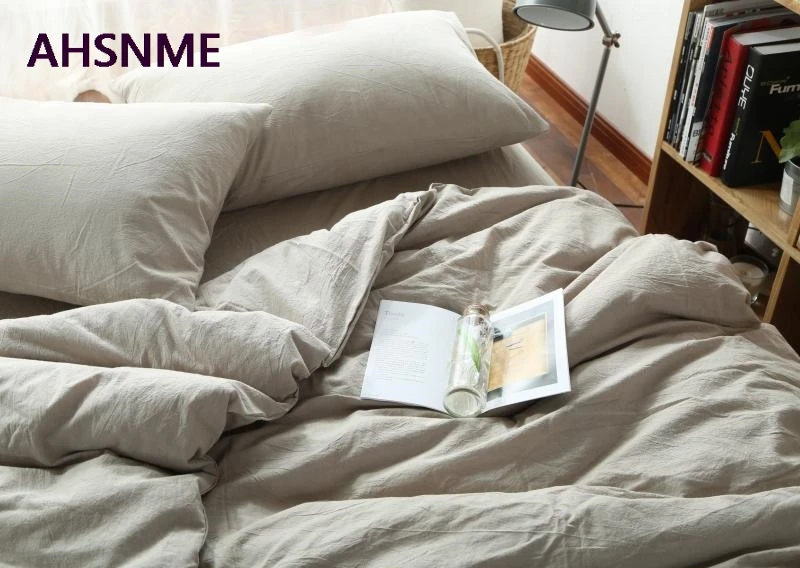 AHSNME хлопковое постельное белье, супер мягкое постельное белье, пододеяльник, светильник цвета хаки, однотонный пододеяльник цвета хаки, стираное одеяло, ropa de cama