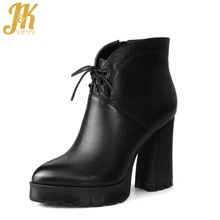 2017 Genuine Leather Vintage Hoof High Heels Shoes Woman Ankle Boots Add Fur Autumn Winter Boots