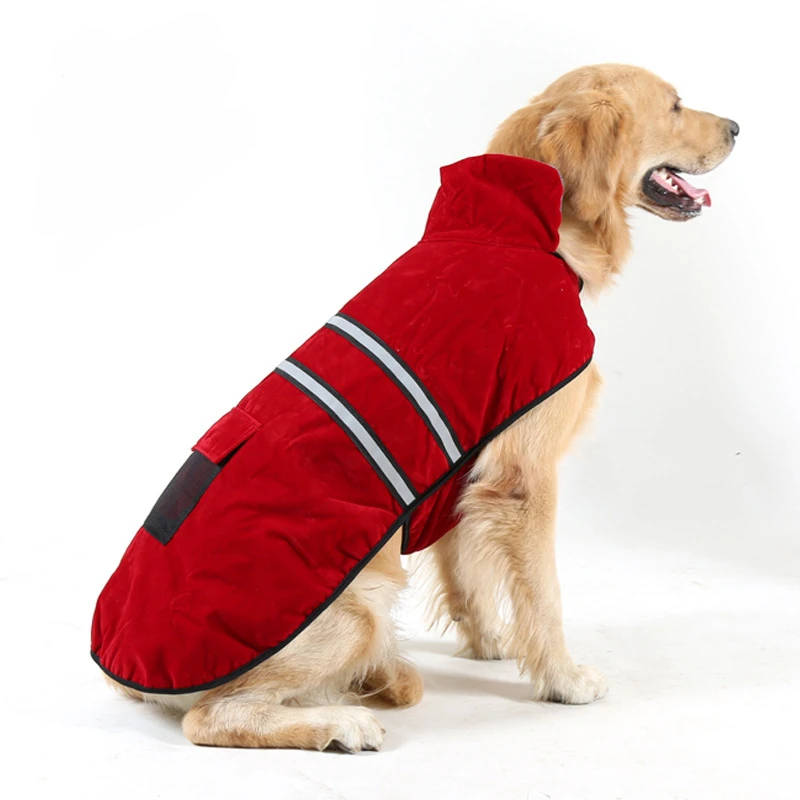 Dog Jacket Coat Reflective Stripe Dog Clothes Winter Warm Fur Collar Vest Sport Clothing  Sniffer Dog Thick Clothing10