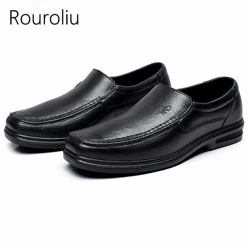 

Rouroliu Men Waterproof Ankle Rain Shoes PVC Water Shoes Wellies Slip-On Black Rain Shoes Safety Footwear Man RT267