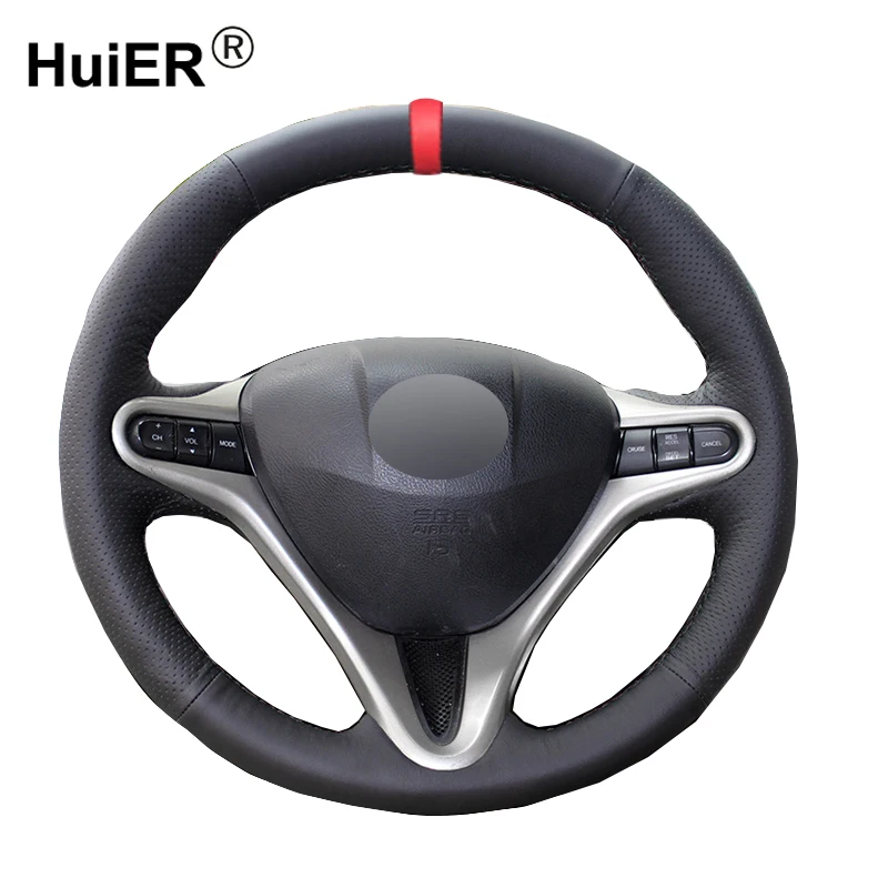 HuiER Pure Hand Sewing Car Steering Wheel Cover Car Styling Red Marker For Honda Civic Old Civic 2006-2011 Steering Wheel HuiER Pure Hand Sewing Car Steering Wheel Cover Car Styling Red Marker For Honda Civic Old Civic 2006-2011 Steering Wheel