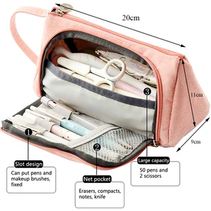 Kawaii Large Capacity Pencil Case Portable Lovely Linen Cloth Pencil Bag Pencils Pouch School Pen Box Stationery Penalty
