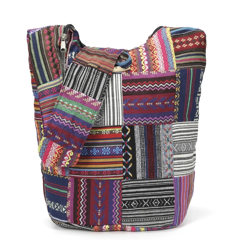 Annmouler Women Large Shoulder Bag Cotton Messenger Bag Vintage Patchwork Crossbody Bag for Ladies 