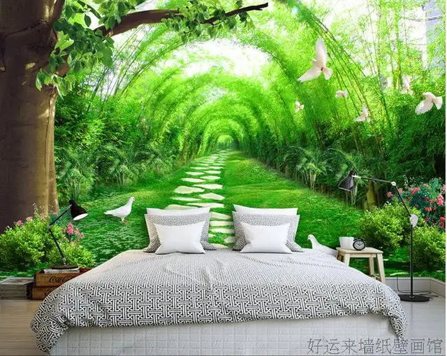 Custom Photo Wallpaper Green Bamboo Stereo Tv Background Mural Custom Photo Wallpaper Green Bamboo Stereo Tv Background Mural Bedroom