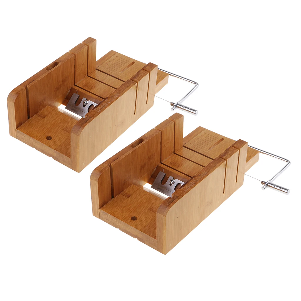 

2 pieces Multi-function Practical Wooden Soap Cutter Loaf Mold Soap Making Cutting Tools with Soap Beveler Planer, Wire Slicer