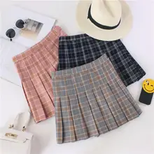 Женские универсальные юбки в студенческом стиле, летние клетчатые хлопковые мини-юбки в корейском стиле