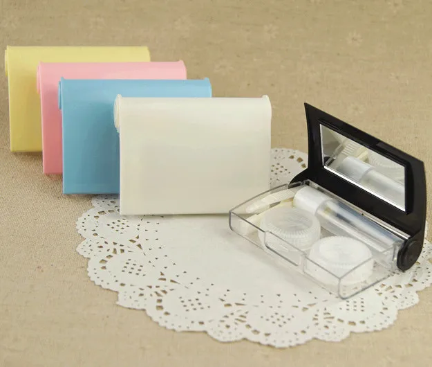 DIY simple contact lens box with mirror plastic glossy lenses case 5