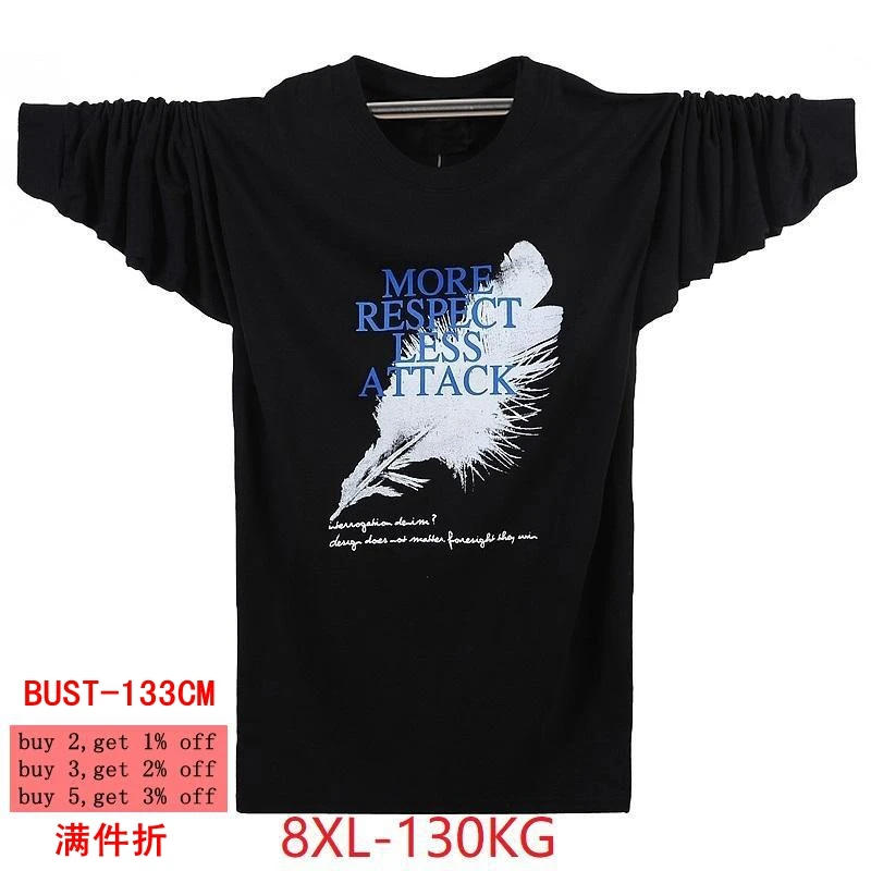Осенняя мужская футболка большого размера 8XL с принтом перьев и надписями для защиты животных 6XL 7XL большой размер хлопковая Футболка
