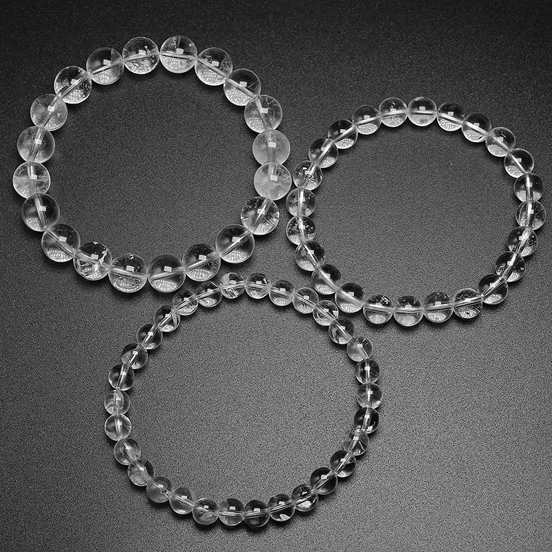 Естественные белые прозрачные Камни кварца камень круглые бусины ручной работы эластичный для женщин мужчин браслет Исцеление энергии подарок ювелирные изделия